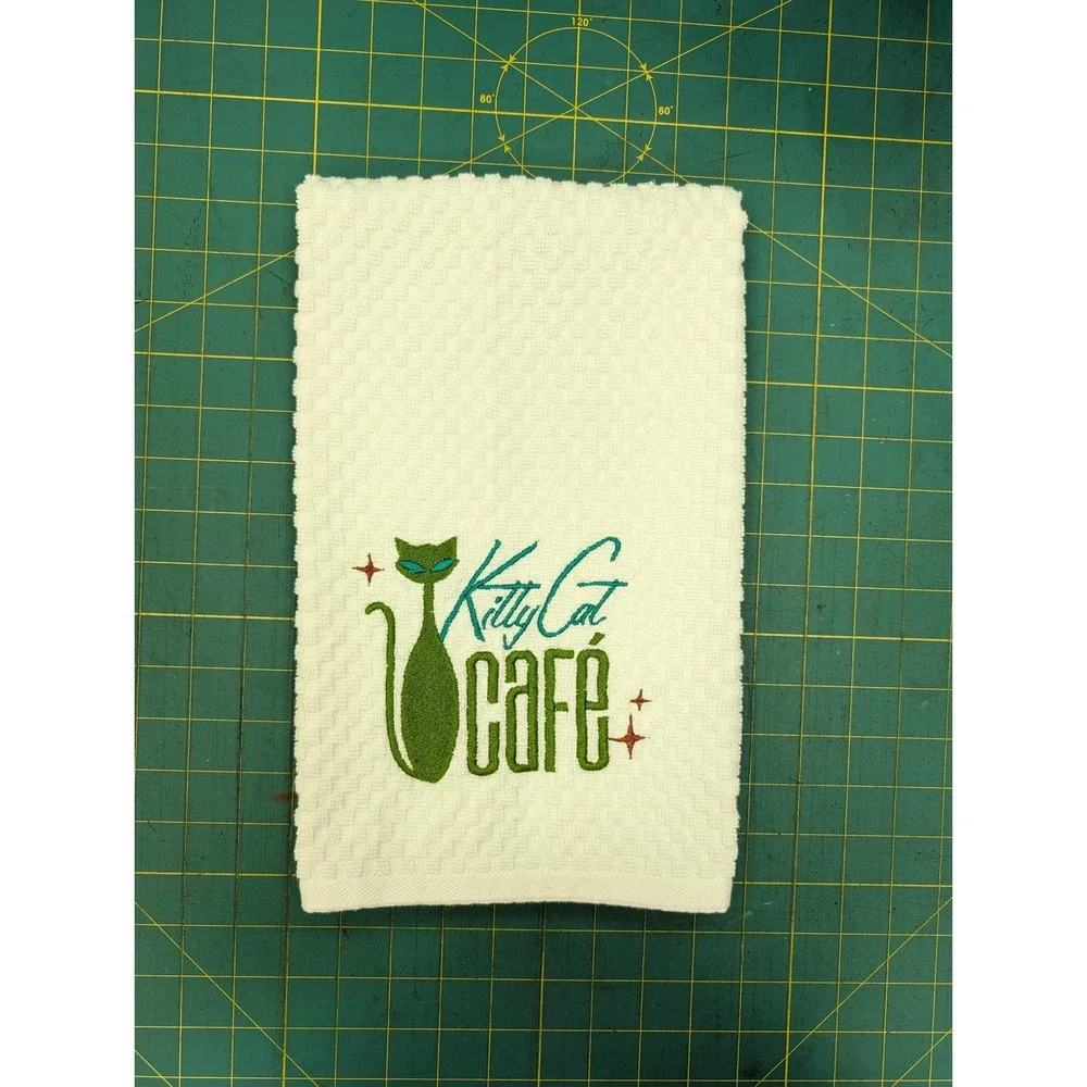 Kitty Cat Cafe Retro Mid Century Modern Atomic Kitchen Bath Hand Bar Towel